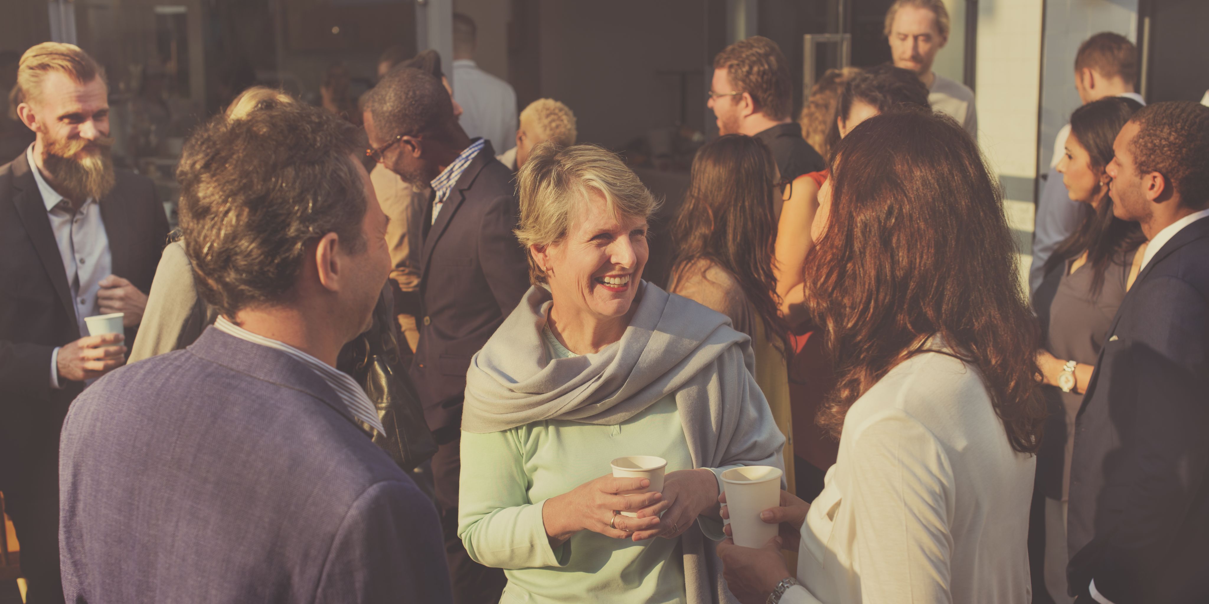 image of people politely having conversation